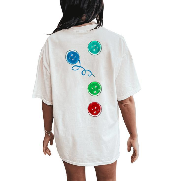 Four Groovy Buttons Blue Cat Halloween Costume Kid Women's Oversized Comfort T-Shirt Back Print