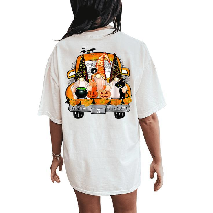 Gnome Witch Halloween Pumpkin Autumn Fall Holiday Women's Oversized Comfort T-Shirt Back Print