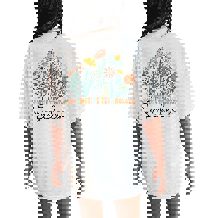 Groovy Wildflower Automotive Technology Teacher Women's Oversized Comfort T-Shirt Back Print