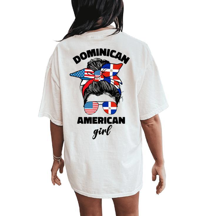 Half Dominican American Dominicana Republic Flag Girl Women's Oversized Comfort T-Shirt Back Print