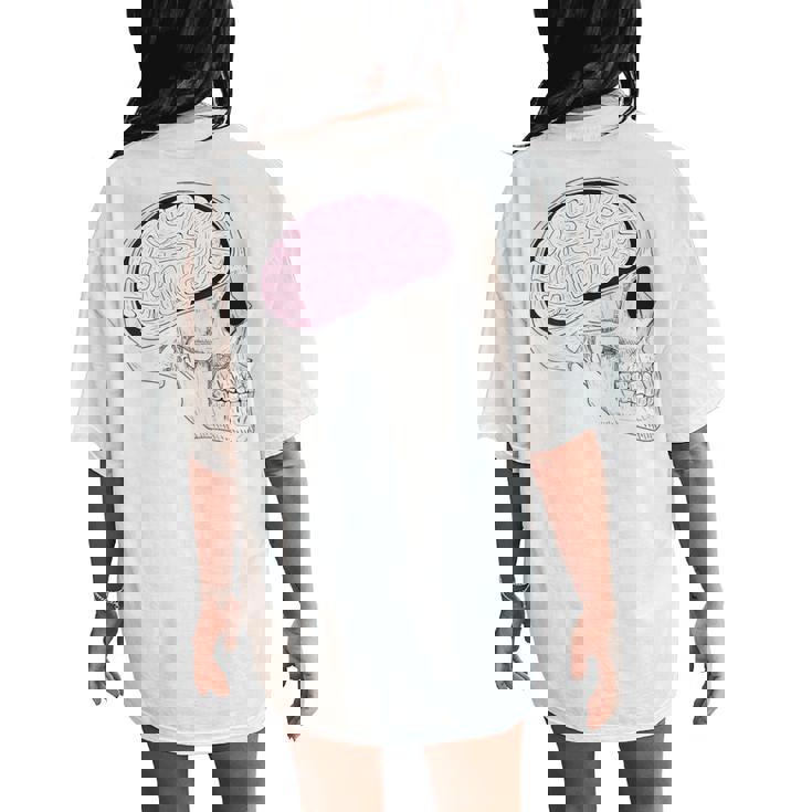 Hand-Drawn Vintage Retro Skull For Brain Surgeon Women's Oversized Comfort T-Shirt Back Print