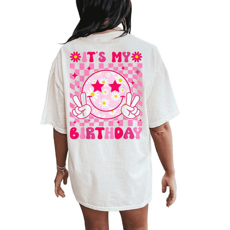 It's My Birthday Flower Ns Girls Smile Face Women's Oversized Comfort T-Shirt Back Print