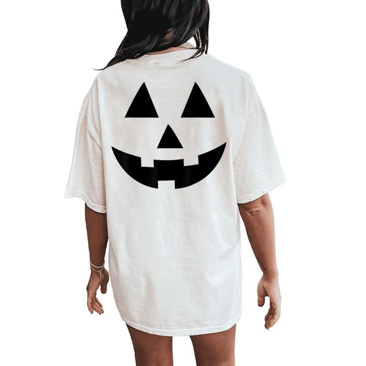 Jack O Lantern Pumpkin Face Halloween Costume Boys Girls Women's Oversized Comfort T-Shirt Back Print