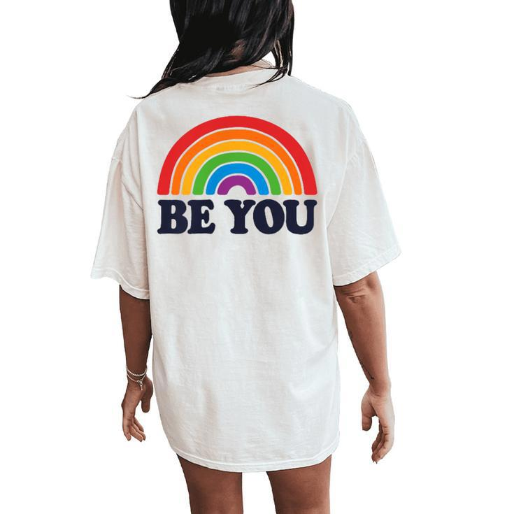 Lgbtq Be You Pocket Gay Pride Lgbt Ally Rainbow Flag Vintage Women's Oversized Comfort T-Shirt Back Print