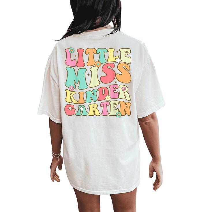Little Miss Kindergarten Girls Back To School Retro Daughter Women's Oversized Comfort T-Shirt Back Print