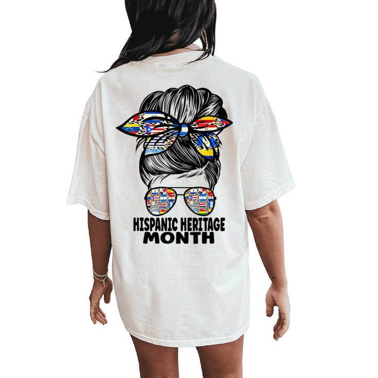 Hispanic Heritage Month Latino Countries Messy Bun Women's Oversized Comfort T-Shirt Back Print