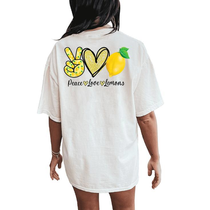 Peace Love Lemon Farmer Cocktails Lover Fruits Women's Oversized Comfort T-Shirt Back Print