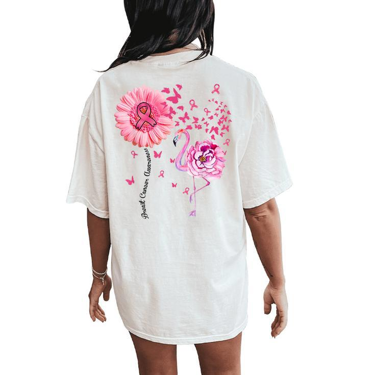 Pink Bird Flamingo Breast Cancer Awareness Women's Oversized Comfort T-Shirt Back Print