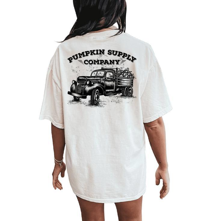 Pumpkin Old Truck Vintage Antique Fall Season For Women's Oversized Comfort T-Shirt Back Print