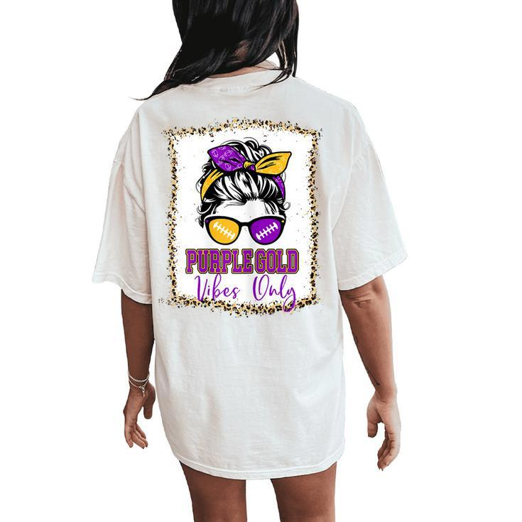 Purple Gold Vibes Only Football Leopard Football Women's Oversized Comfort T-Shirt Back Print