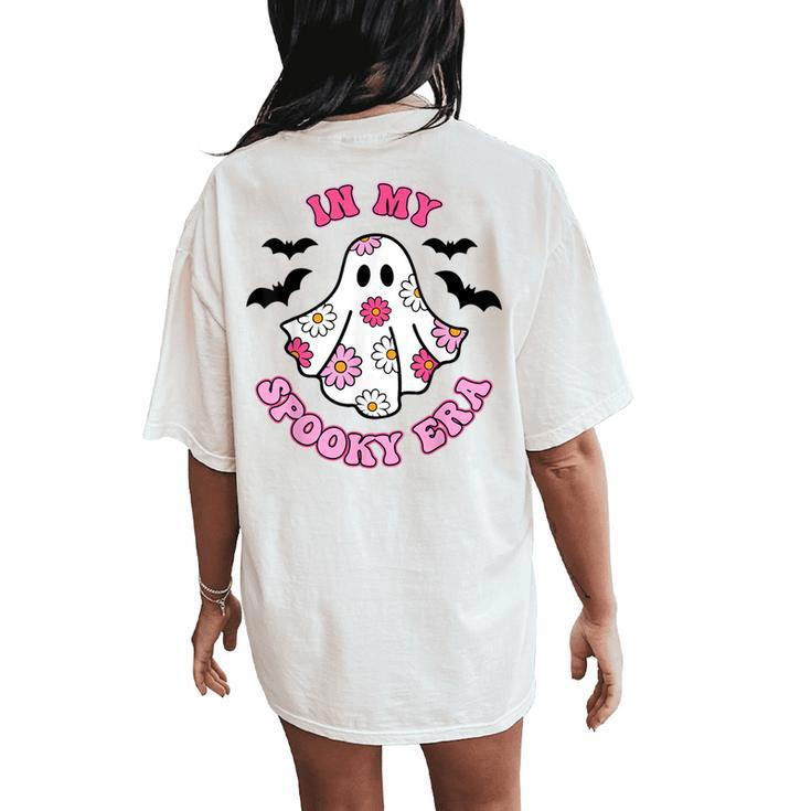 Retro Cute Floral Ghost Halloween Costume In My Spooky Era Women's Oversized Comfort T-Shirt Back Print