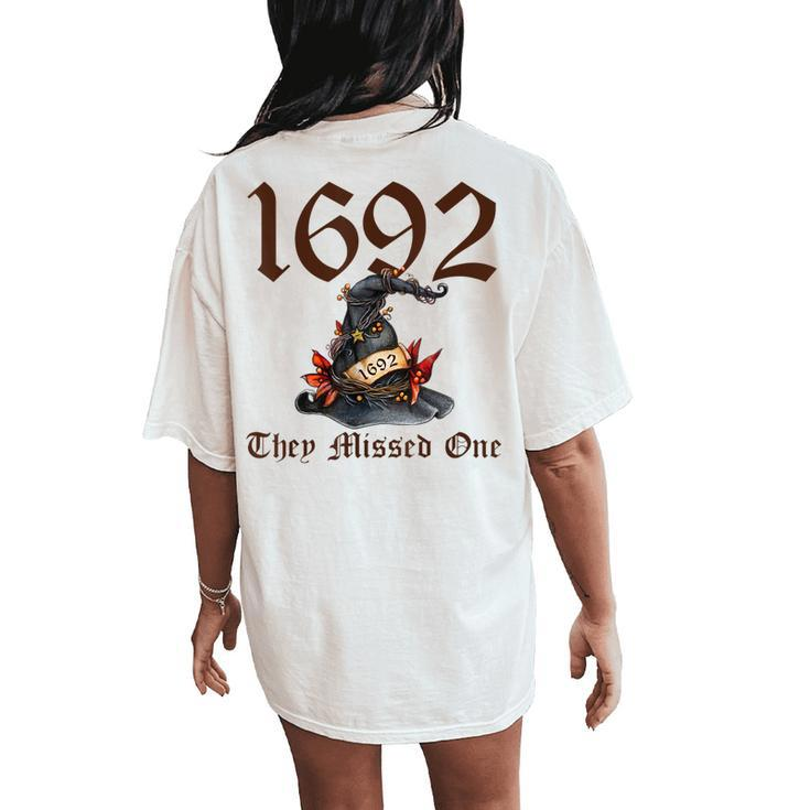 Retro Vintage Salem 1692 They Missed One Floral Witch Hat Women's Oversized Comfort T-Shirt Back Print