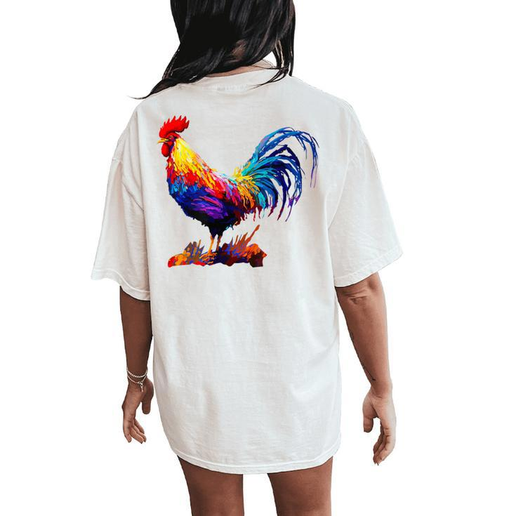 Rooster Country Decor Chicken Gallo Farm Women's Oversized Comfort T-Shirt Back Print