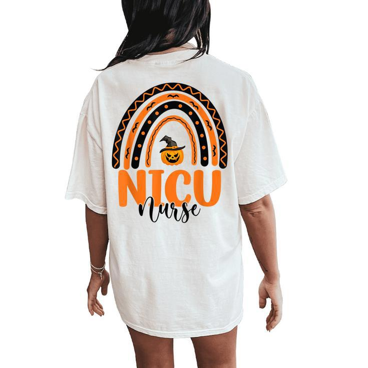 Scary Halloween Nicu Nurse Rainbow Neonatal Icu Nursing Women's Oversized Comfort T-Shirt Back Print