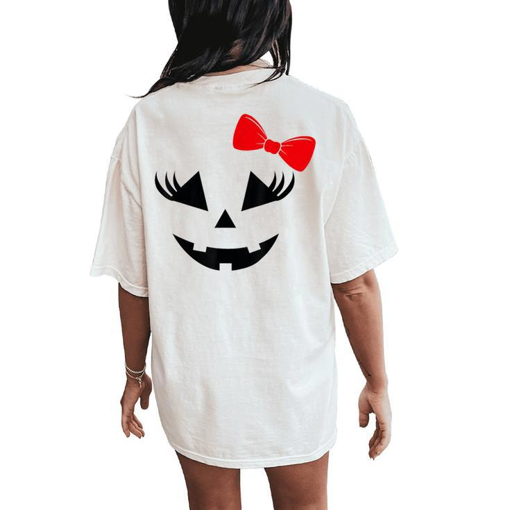 Scary Spooky Jack O Lantern Face Pumpkin Halloween Women's Oversized Comfort T-Shirt Back Print