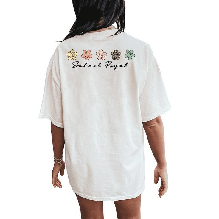 School Psych Teacher Cute Leopard School Psychologist Women's Oversized Comfort T-Shirt Back Print