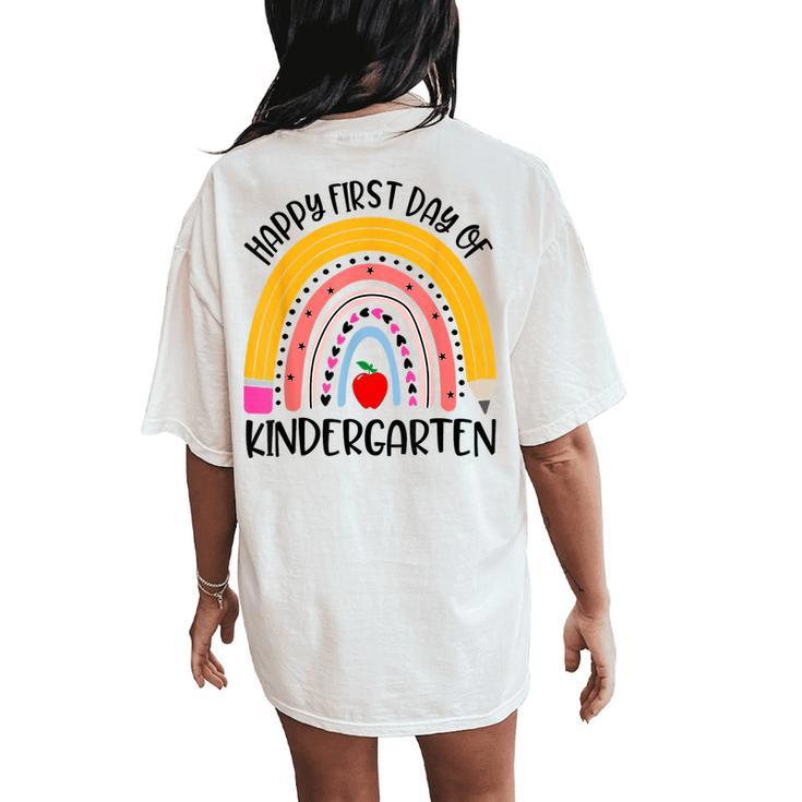 Back To School Rainbow Happy First Day Of Kindergarten Women's Oversized Comfort T-Shirt Back Print