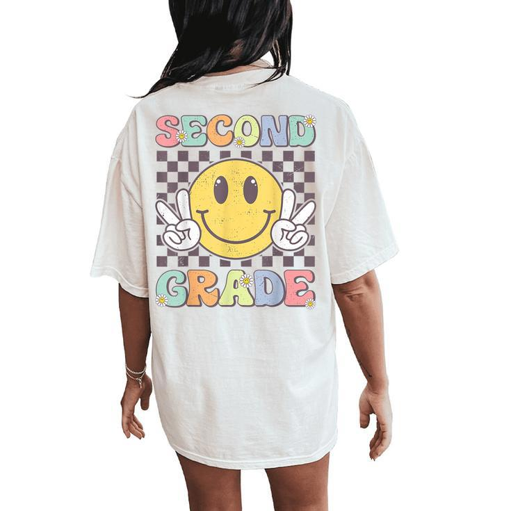 Second Grade Teachers Boys Girls Smile Face 2Nd Grade Team Women's Oversized Comfort T-Shirt Back Print