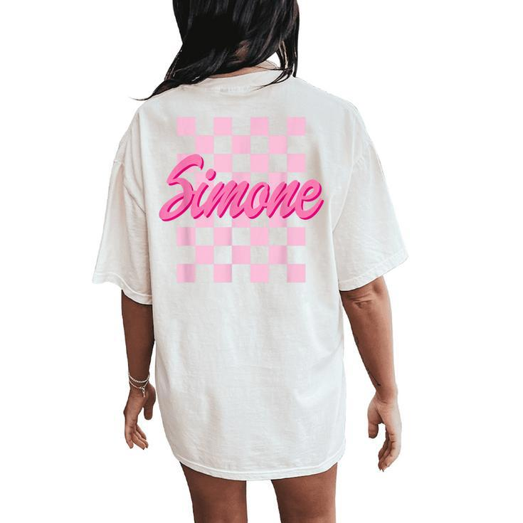 Simone First Name-D Boy Girl Baby Birth-Day Women's Oversized Comfort T-Shirt Back Print