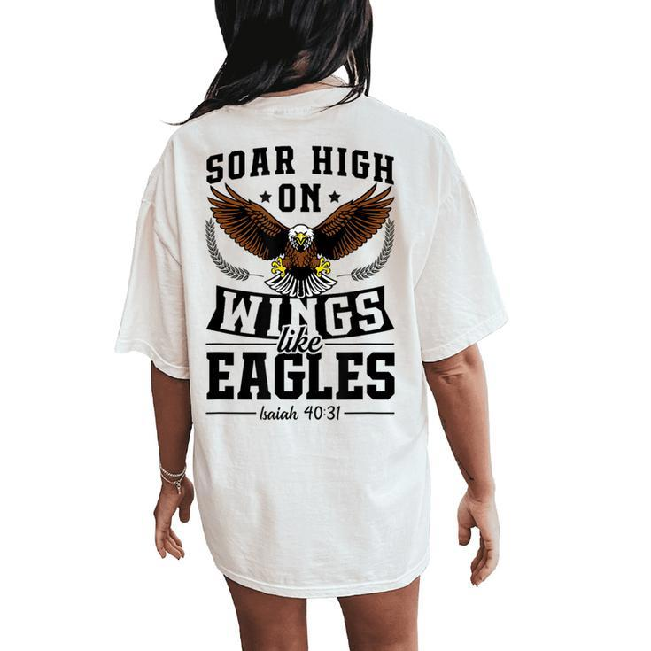 Soar High On Wings Like Eagles Patriotic Christian Easter Women's Oversized Comfort T-Shirt Back Print