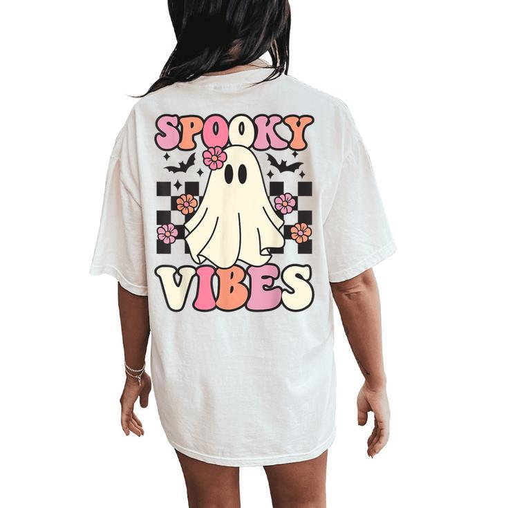 Spooky Vibes Halloween Ghost Costume Retro Groovy Women's Oversized Comfort T-Shirt Back Print