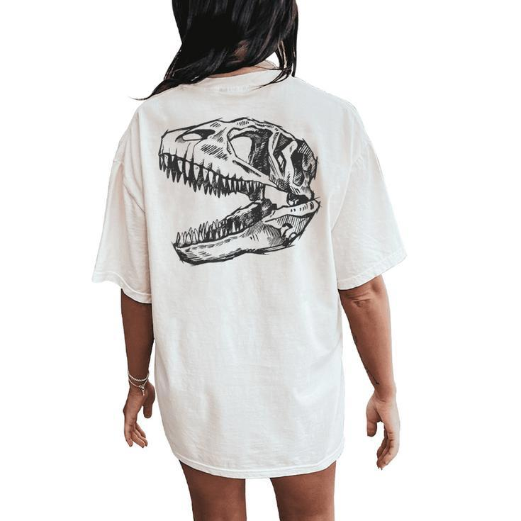 T-Rex Skull Skeleton Dino Bones Fossil Dinosaur  Women Oversized Back Print Comfort T-shirt