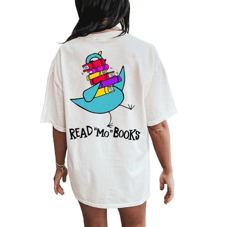 Teacher Library Read Mo Books Pigeon Reading Library Women's Oversized Comfort T-Shirt Back Print