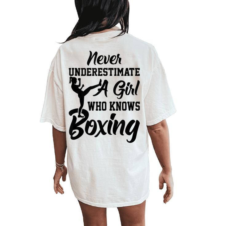 Never Underestimate Boxing Girl Women's Oversized Comfort T-Shirt Back Print