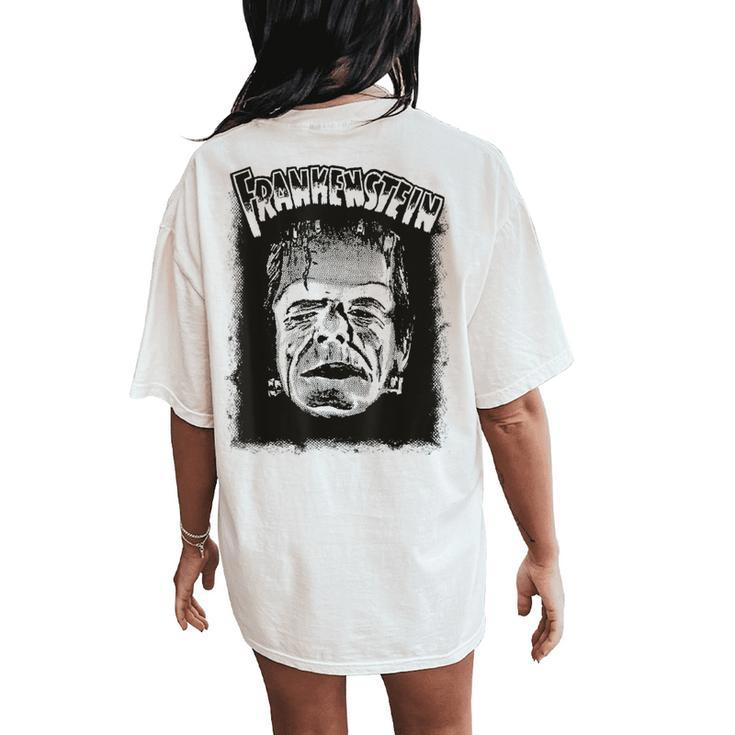 Vintage Horror Movie Monster Halloween Frankenstein Monster Halloween Women's Oversized Comfort T-Shirt Back Print
