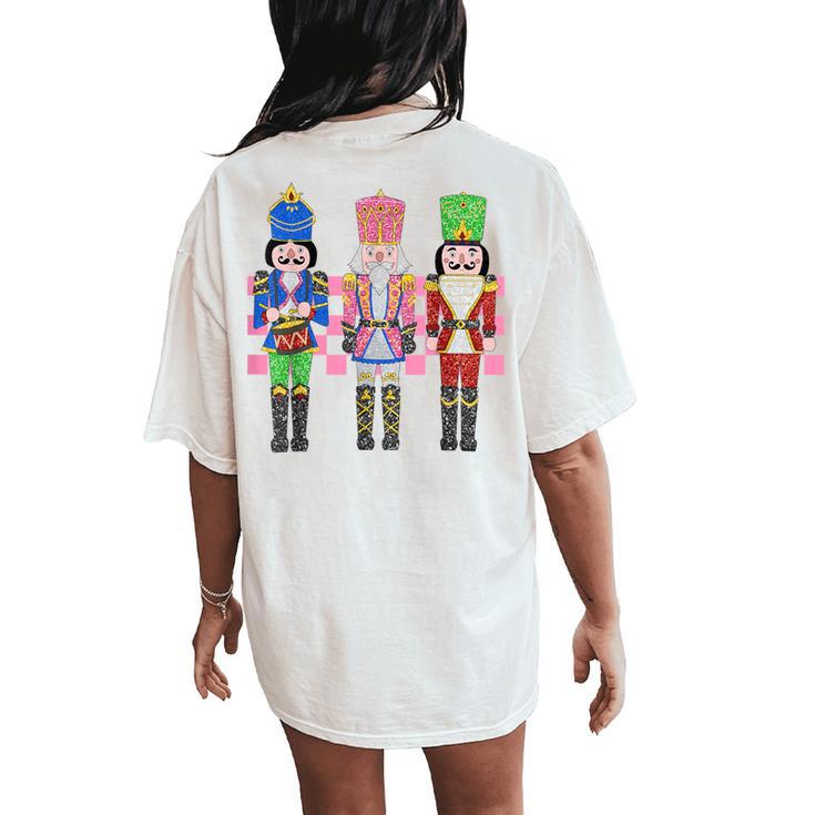 Vintage Pink Nutcracker Squad Ballet Pink Christmas Women's Oversized Comfort T-Shirt Back Print