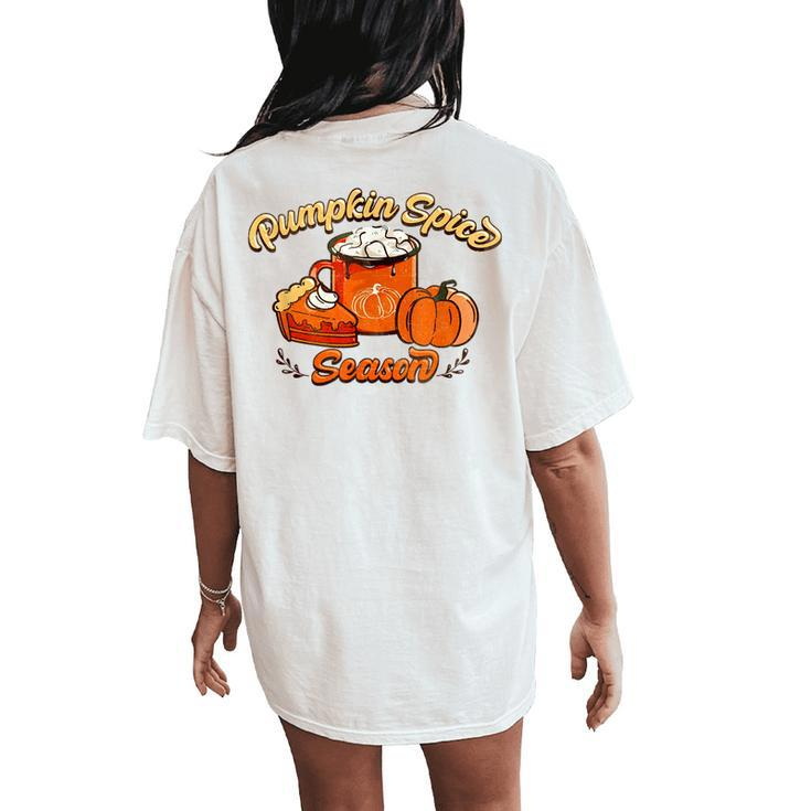 Vintage Pumkin Spice Season Halloween Vibes Women's Oversized Comfort T-Shirt Back Print