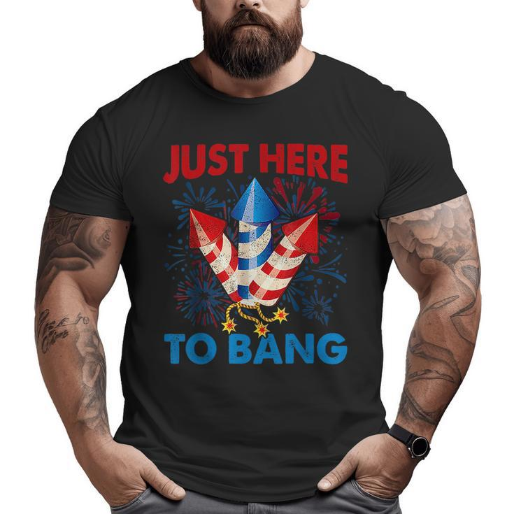 Funny Fourth Of July 4Th Of July Just Here To Bang Fireworks  Big and Tall Men Graphic T-shirt