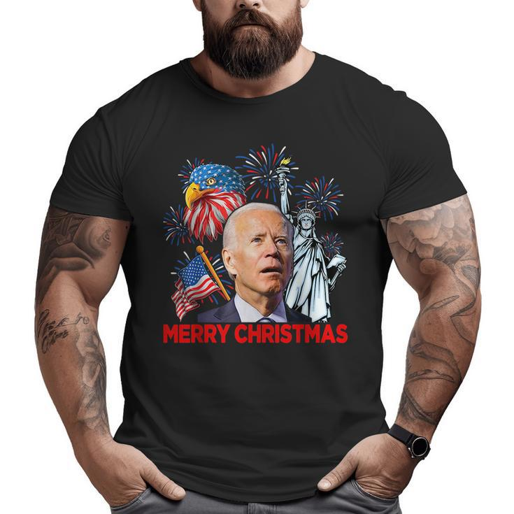 Funny Xmas Joe Biden Merry Christmas Funny 4Th Of July  Big and Tall Men Graphic T-shirt