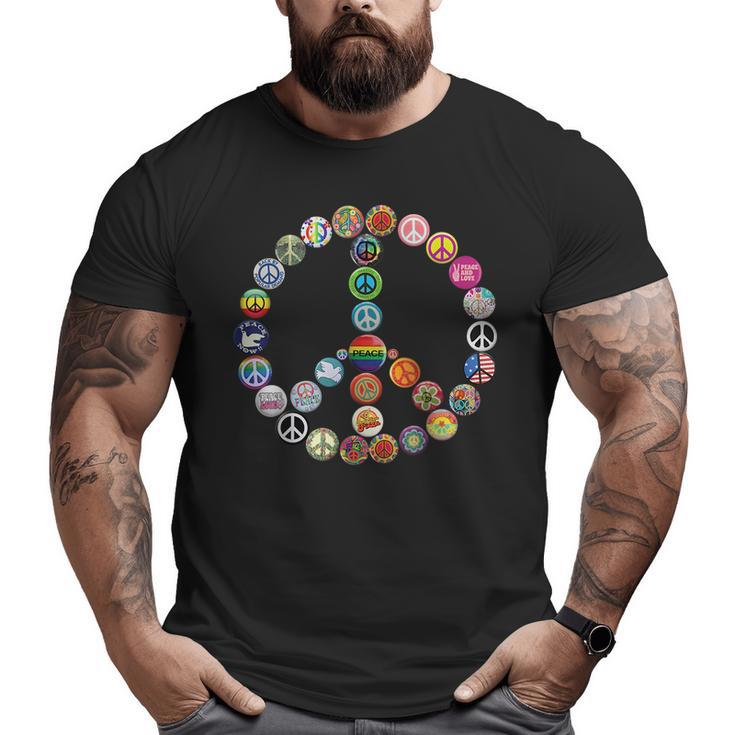 Peace Sign Buttons Vintage Hippie Retro Costume 60S 70S  70S Vintage Designs Funny Gifts Big and Tall Men Graphic T-shirt