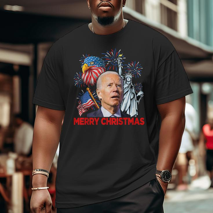 Funny Xmas Joe Biden Merry Christmas Funny 4Th Of July Big and Tall Men Graphic T-shirt