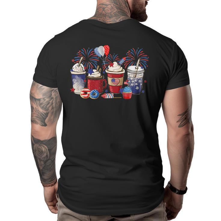 4Th Of July Coffee Lover Patriotic Ice Cream Red And Blue  Patriotic Funny Gifts Big and Tall Men Back Print T-shirt