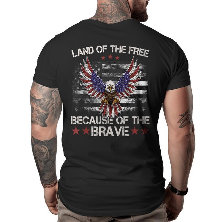 America Eagle | Land Of The Free Because Of The Brave  Big and Tall Men Back Print T-shirt