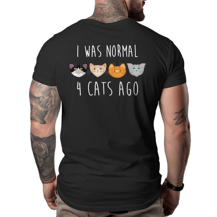 I Was Normal 4 Cats Ago  Funny Cat  Big and Tall Men Back Print T-shirt