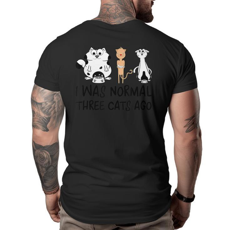 I Was Normal Three Cats Ago  Cute Crazy Cat Lady Kitten Big and Tall Men Back Print T-shirt