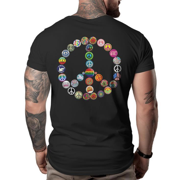 Peace Sign Buttons Vintage Hippie Retro Costume 60S 70S  70S Vintage Designs Funny Gifts Big and Tall Men Back Print T-shirt