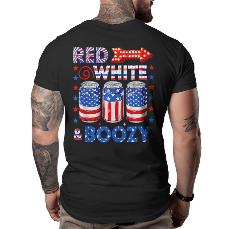 Red White & Boozy Summer Funny Drinking 4Th Of July Usa Flag  Drinking Funny Designs Funny Gifts Big and Tall Men Back Print T-shirt