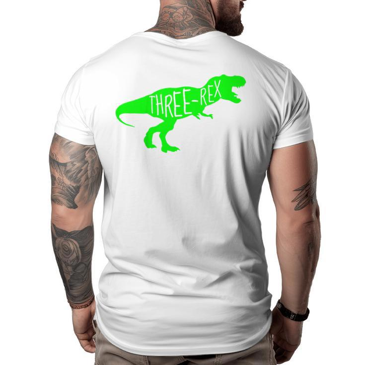 Kids 3 Year Old Birthday Boy Gift  Dinosaur Three Rex Green Dinosaur Funny Gifts Big and Tall Men Back Print T-shirt