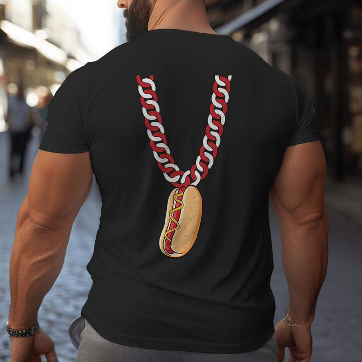Hot Dog 4Th Of July Funny Necklace Patriotic Food Lover Patriotic Funny Gifts Big and Tall Men Back Print T-shirt