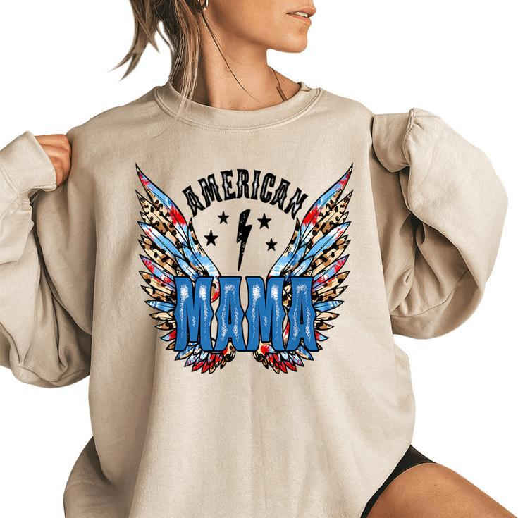American Wings Mama Mom Fourth 4Th July Freedom Usa   Gifts For Mom Funny Gifts Women Oversized Sweatshirt