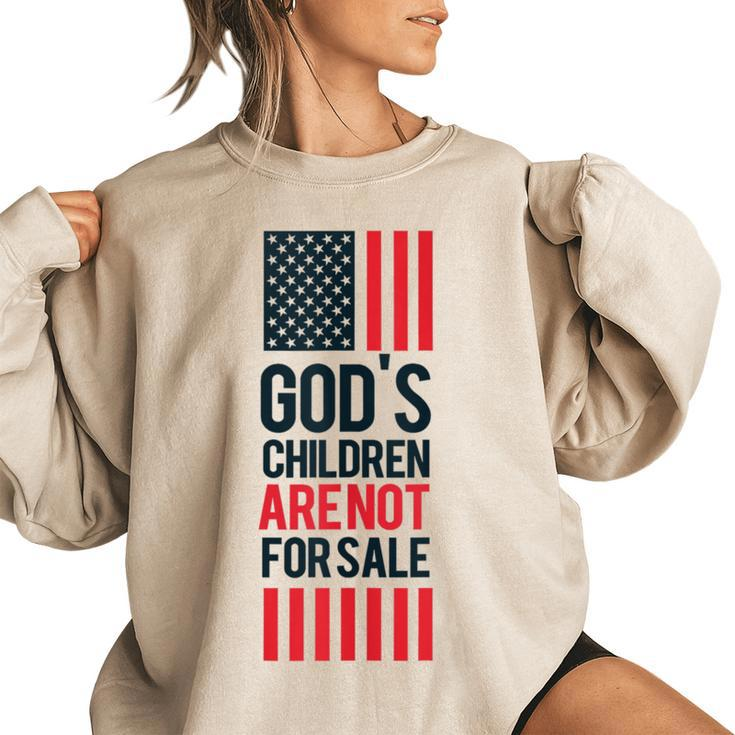 Gods Children Are Not For Sale America Flag  Women Oversized Sweatshirt