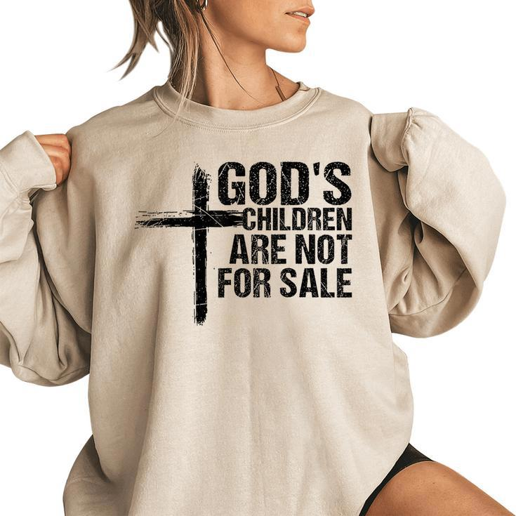 Gods Children Are Not For Sale Cross Christian Vintage  Christian Gifts Women Oversized Sweatshirt