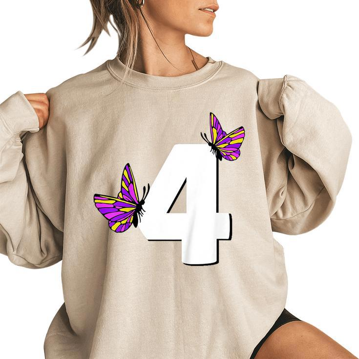 Kids Butterfly Wings For Children Happy 4Th Birthday Girls  Butterfly Funny Designs Funny Gifts Women Oversized Sweatshirt