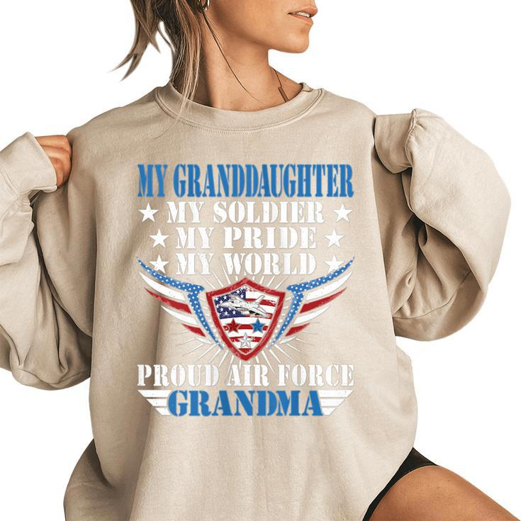 My Granddaughter My Soldier Airwoman Proud Air Force Grandma Women Oversized Sweatshirt