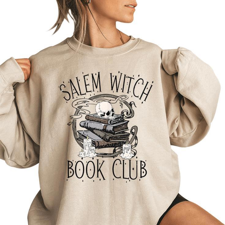 Salem Witch Book Club Skull Halloween Librarian Book Lovers  Salem Funny Gifts Women Oversized Sweatshirt