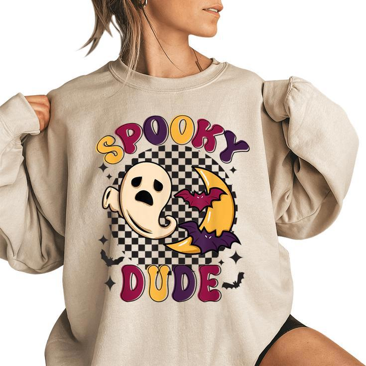 Spooky Dude Halloween Retro Groovy Ghost Group Costume 70S Women Oversized Sweatshirt